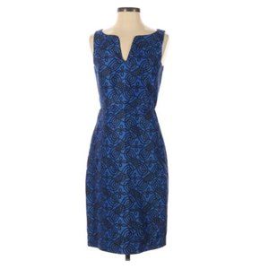 C. Wonder Blue and Black Pattern A-line Sheath Dress w/ Pockets